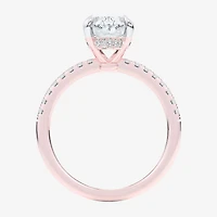 (G-H / Si1-Si2 Womens 4 1/4 CT. T.W. Lab Grown White Diamond 14K Gold Oval Side Stone Engagement Ring