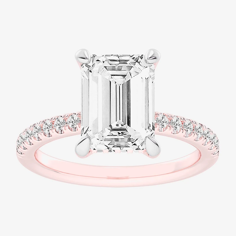 G-H / Si1-Si2 Womens 4 1/4 CT. T.W. Lab Grown White Diamond 14K Gold Side Stone Engagement Ring