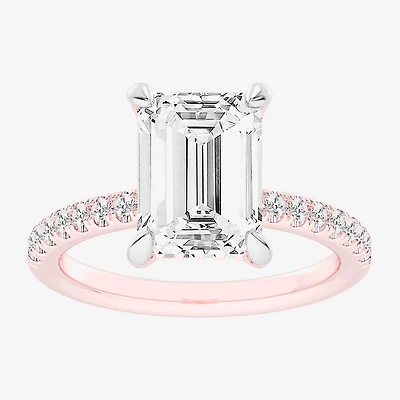 G-H / Si1-Si2 Womens 4 1/4 CT. T.W. Lab Grown White Diamond 14K Gold Side Stone Engagement Ring