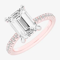 G-H / Si1-Si2 Womens 4 1/4 CT. T.W. Lab Grown White Diamond 14K Gold Side Stone Engagement Ring
