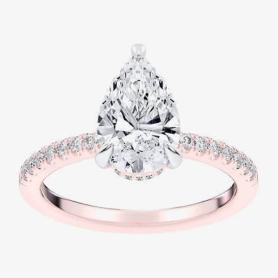 (G-H / Si1-Si2 Womens 4 1/4 CT. T.W. Lab Grown White Diamond 14K Gold Pear Side Stone Engagement Ring