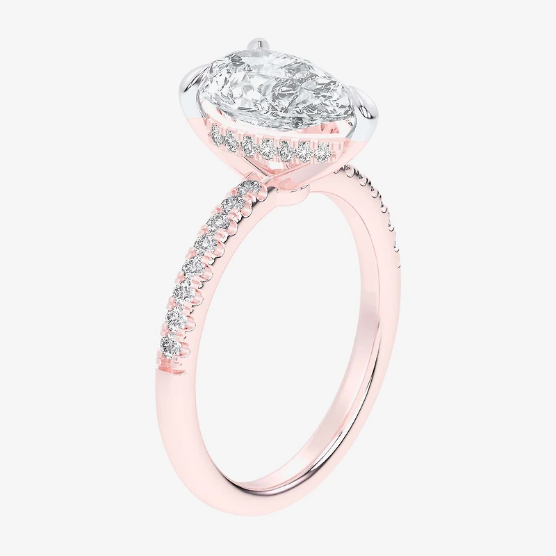 (G-H / Si1-Si2 Womens 4 1/4 CT. T.W. Lab Grown White Diamond 14K Gold Pear Side Stone Engagement Ring