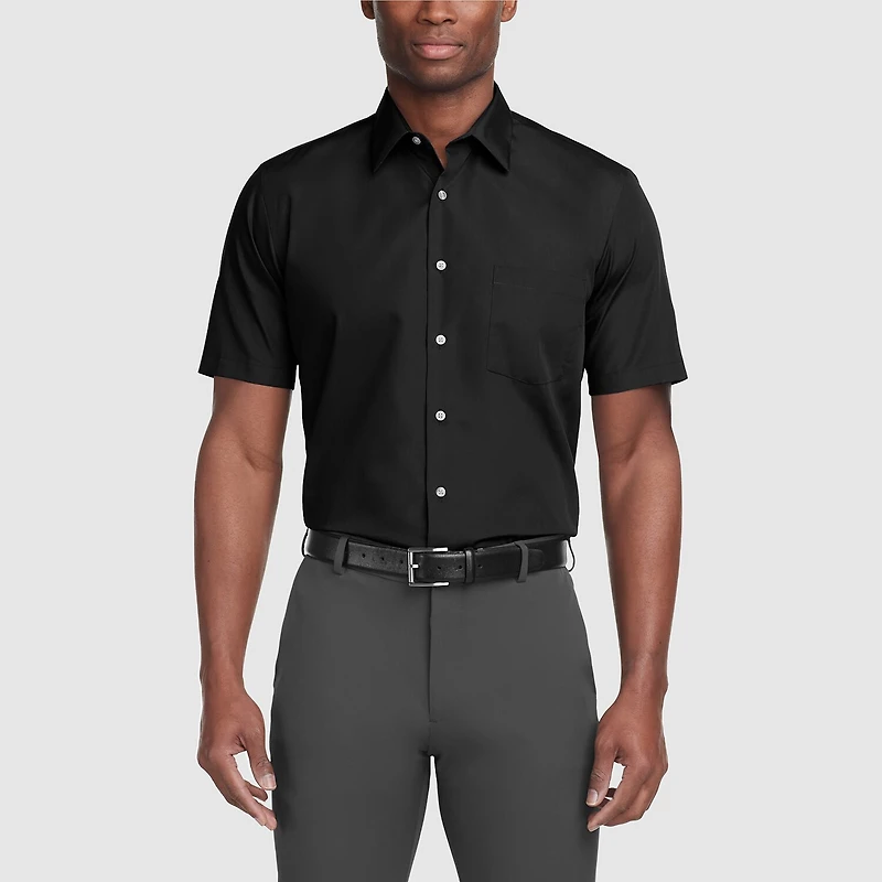 Van Heusen Poplin Mens Regular Fit Easy Care Wrinkle Free Short Sleeve Dress Shirt