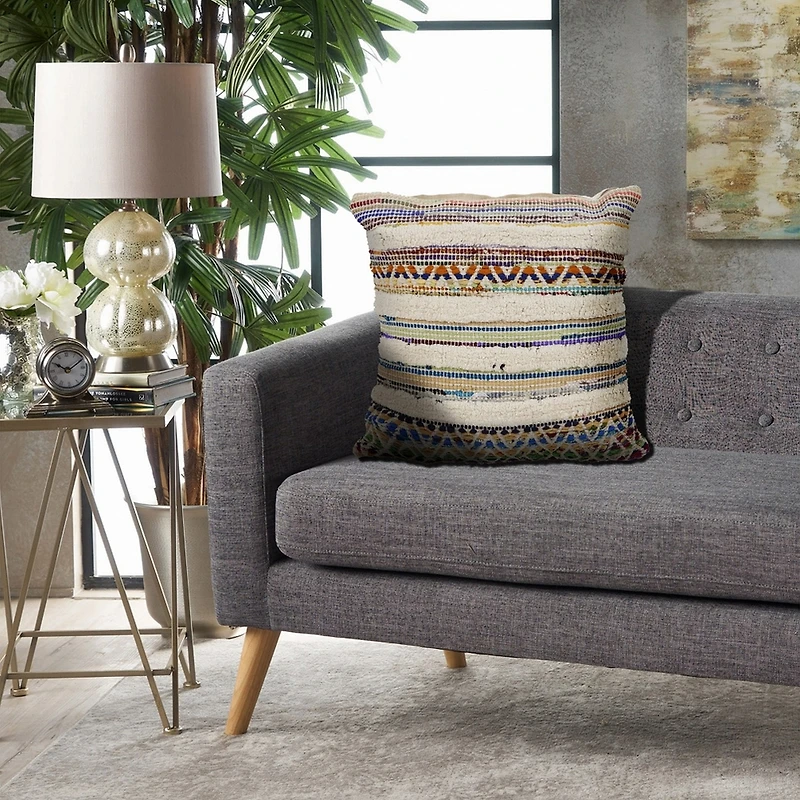 LR Home Eltoge Stripe Square Throw Pillow