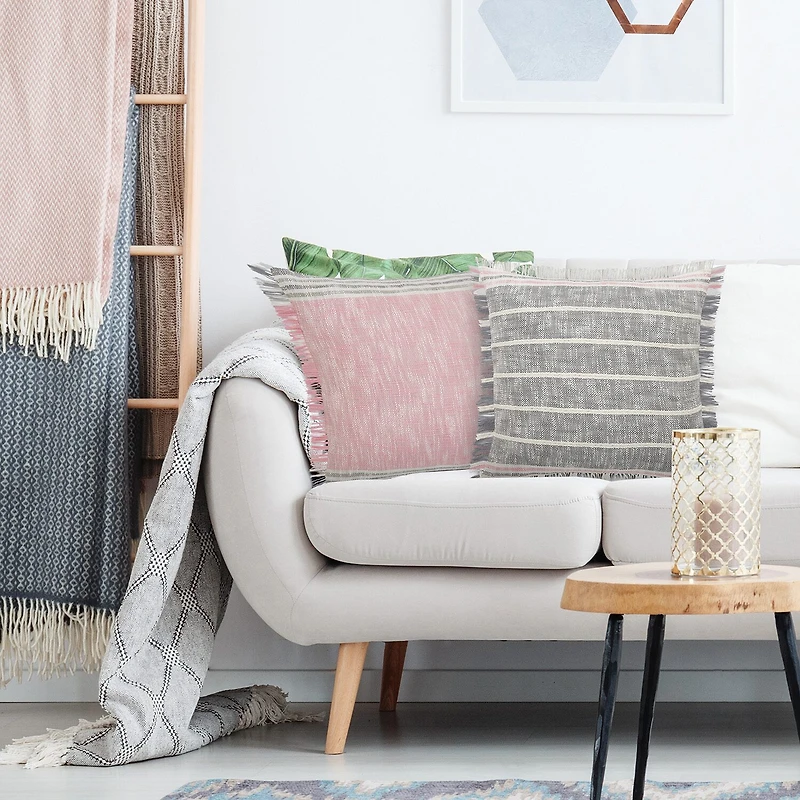 LR Home Rose Stripe Square Throw Pillow