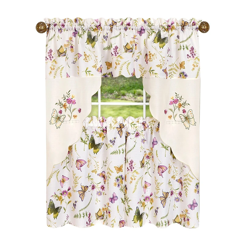 Achim Enchanted 3-pc. Rod Pocket Kitchen Curtains & Drapes Window Set