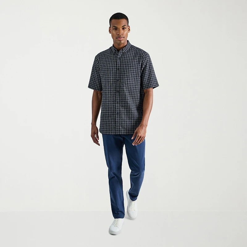 Haggar Life Khaki Mens Short Sleeve Regular Fit Button-Down Shirt