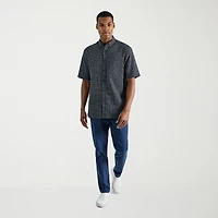 Haggar Life Khaki Mens Short Sleeve Regular Fit Button-Down Shirt