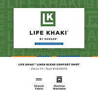 Haggar Life Khaki Mens Short Sleeve Regular Fit Button-Down Shirt
