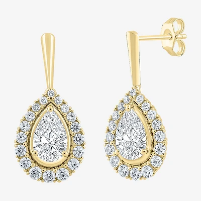 (F / Vs2) Womens 3 CT. T.W. Lab Grown White Diamond 10K Gold Pear Drop Earrings
