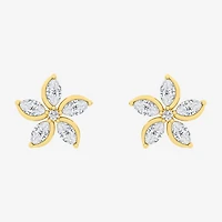 Diamond Blossom (F / Vs2) 1 CT. T.W. Lab Grown White Diamond 10K Gold 11.8mm Flower Stud Earrings