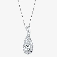 (F / Vs2) Womens 1 CT. T.W. Lab Grown White Diamond 10K Gold Pear 18 Inch Pendant Necklace