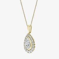 (F / Vs2) Womens 3 CT. T.W. Lab Grown White Diamond 10K Gold Pear 18 Inch Pendant Necklace
