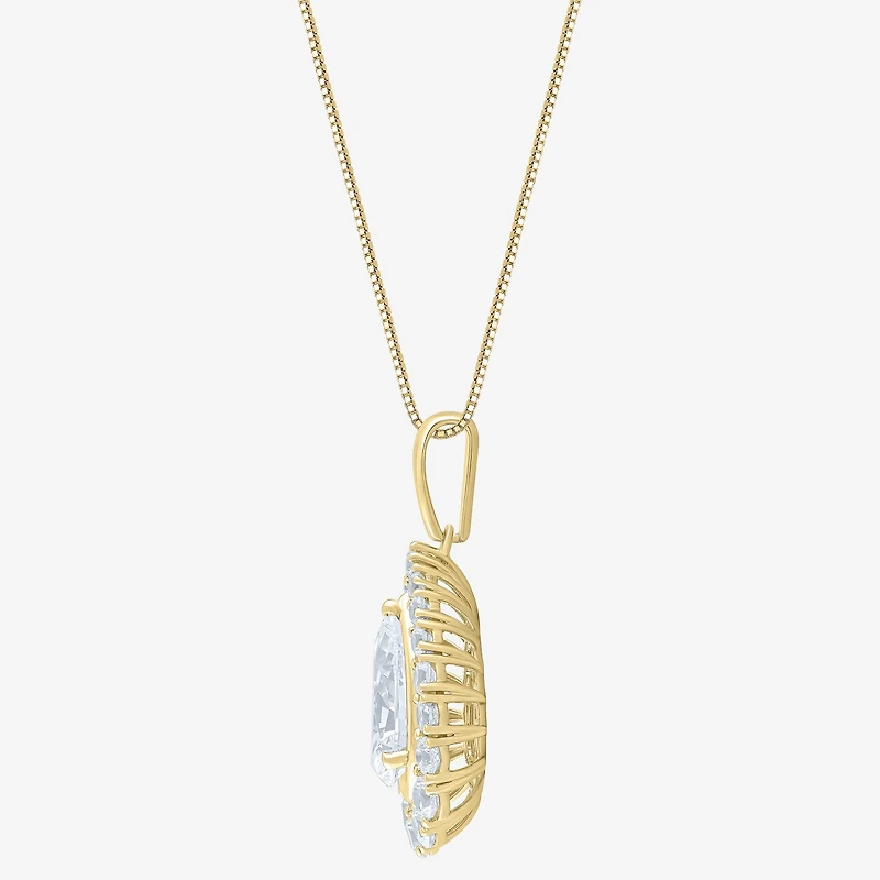 (F / Vs2) Womens 3 CT. T.W. Lab Grown White Diamond 10K Gold Pear 18 Inch Pendant Necklace