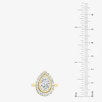 (F / Vs2) Womens 3 CT. T.W. Lab Grown White Diamond 10K Gold Pear Halo Cocktail Ring