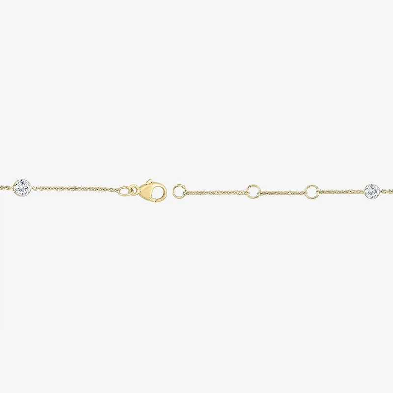 Floating Diamonds (F / Vs2) Womens 14K Gold 7.25 Inch Solid Cable Chain Bracelet