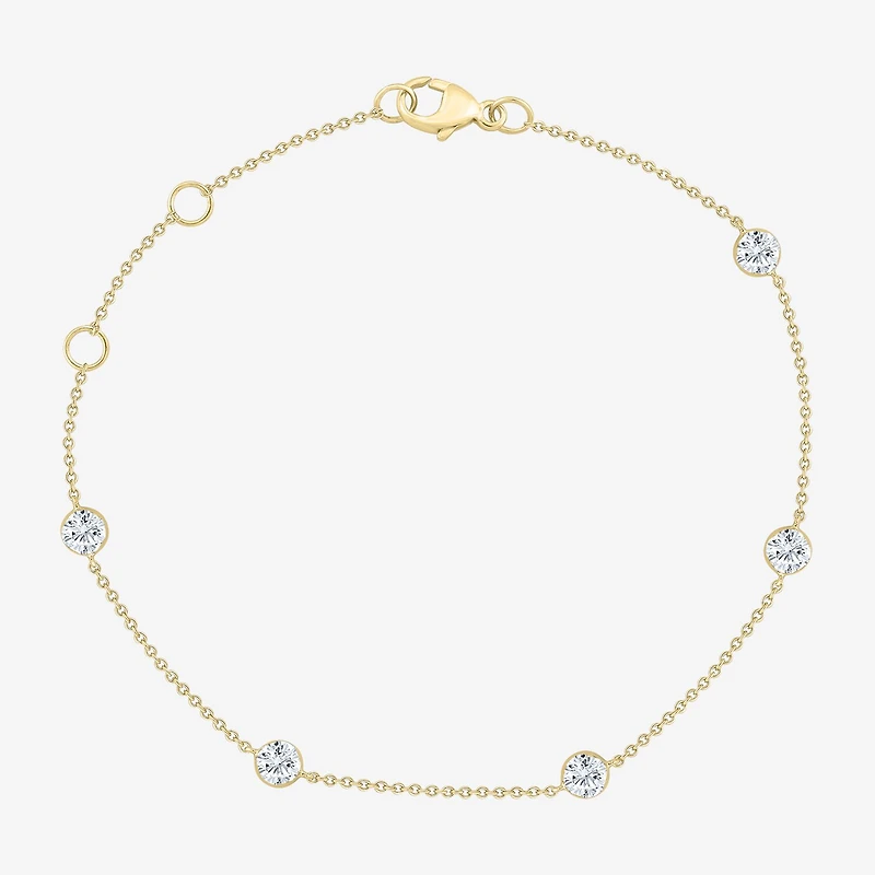 Floating Diamonds (F / Vs2) Womens 14K Gold 7.25 Inch Solid Cable Chain Bracelet