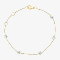 Floating Diamonds (F / Vs2) Womens 14K Gold 7.25 Inch Solid Cable Chain Bracelet