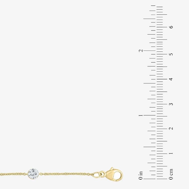 Floating Diamonds (F / Vs2) Womens 14K Gold 7.25 Inch Solid Cable Chain Bracelet