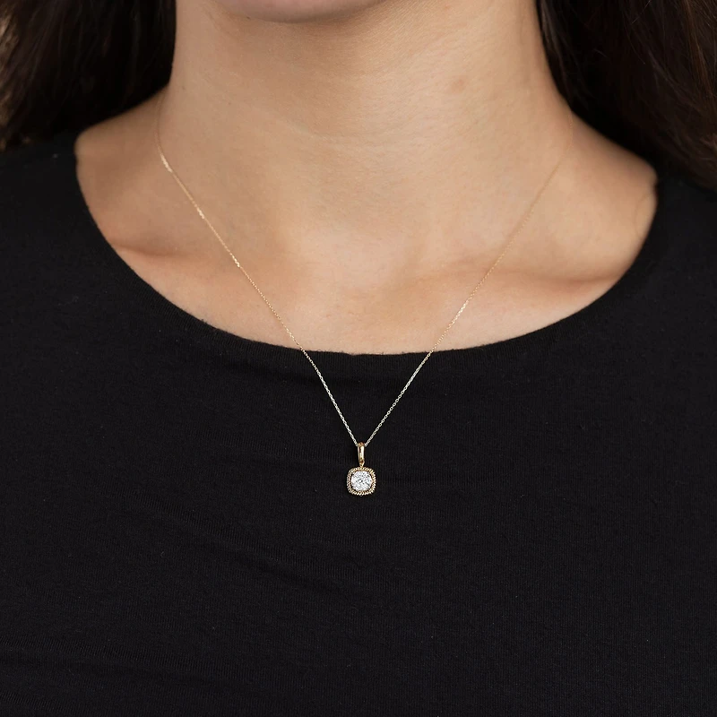 Diamond Blossom (G, Si2) Womens 1/5 CT. Lab Grown White Diamond 10K Gold 18 Inch Pendant Necklace