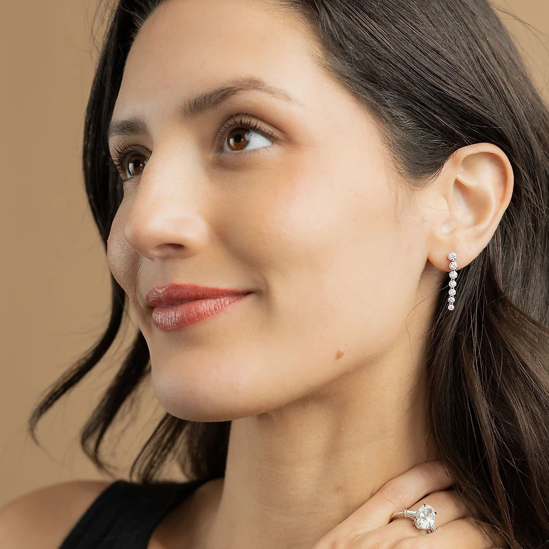 Floating Diamonds (F, Vs2) Womens 1 1/2 CT. T.W. Lab Grown White Diamond 14K Gold Drop Earrings