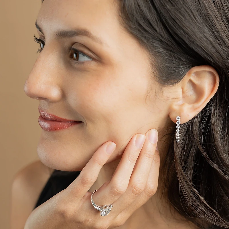 Floating Diamonds (F, Vs2) Womens 1 1/2 CT. T.W. Lab Grown White Diamond 14K Gold Drop Earrings