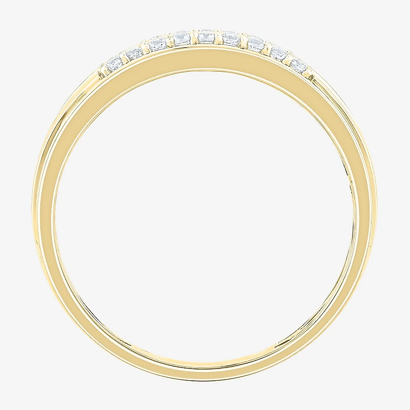 (F /Vs2) Unisex Adult 1 1/2 CT. T.W. Lab Grown White Diamond 10K Gold Side Stone Wedding Bridal Set