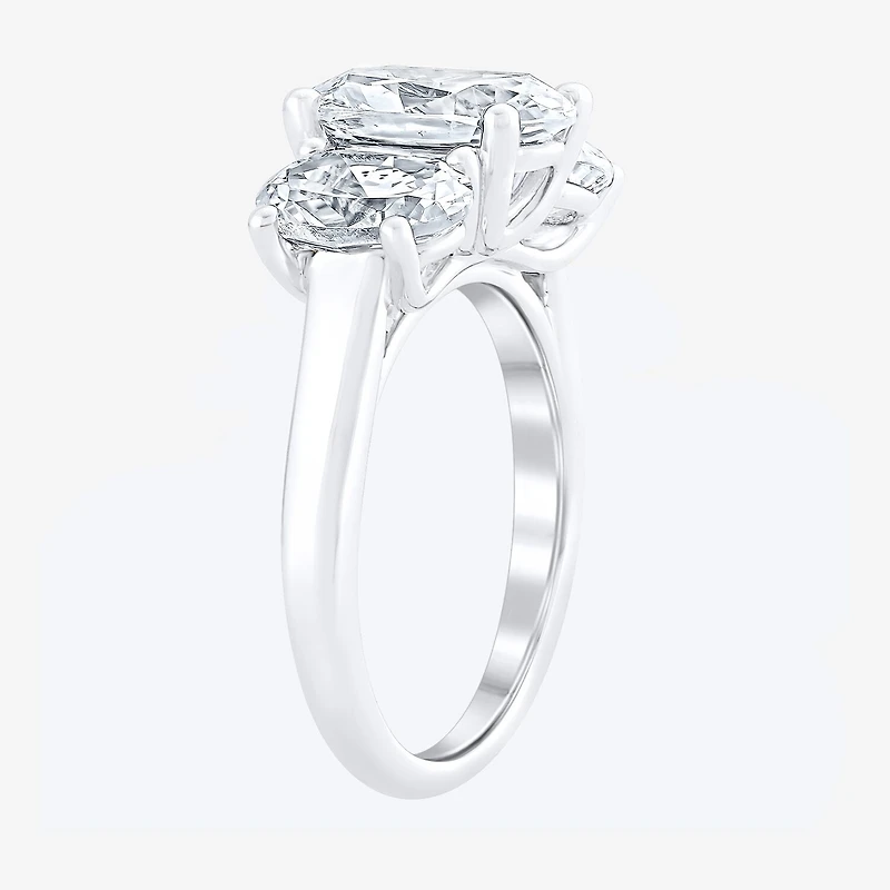 Love Lives Forever (F / Vs2) Womens 4 CT. T.W. Lab Grown White Diamond 10K Gold Oval 3-Stone Engagement Ring