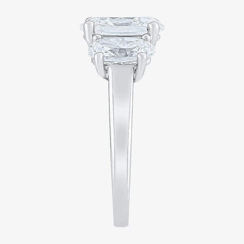 Love Lives Forever (F / Vs2) Womens 4 CT. T.W. Lab Grown White Diamond 10K Gold Oval 3-Stone Engagement Ring