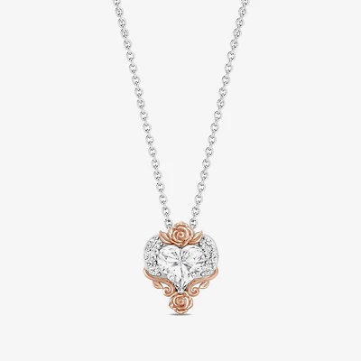 (I Womens 1 1/10 CT. T.W. Lab Grown White Diamond 14K Rose Gold Over Silver Sterling Silver Heart 18 Inch Pendant Necklace