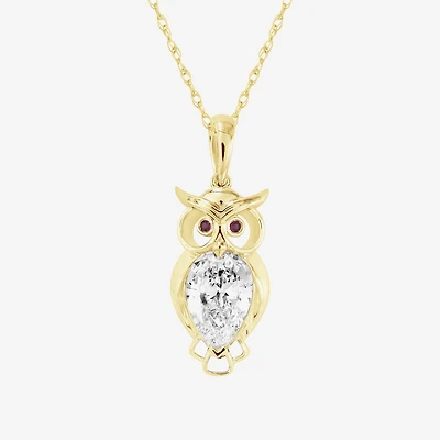 Owl (F / Si2) Womens 1 CT. T.W. Lab Grown White Diamond 14K Gold Over Silver 18 Inch Pendant Necklace