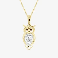 Owl (F / Si2) Womens 1 CT. T.W. Lab Grown White Diamond 14K Gold Over Silver 18 Inch Pendant Necklace
