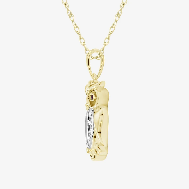 Owl (F / Si2) Womens 1 CT. T.W. Lab Grown White Diamond 14K Gold Over Silver 18 Inch Pendant Necklace