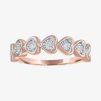 (G-H / Si2-I1) Womens 1/10 CT. T.W. Lab Grown White Diamond 14K Rose Gold Over Silver Heart Band