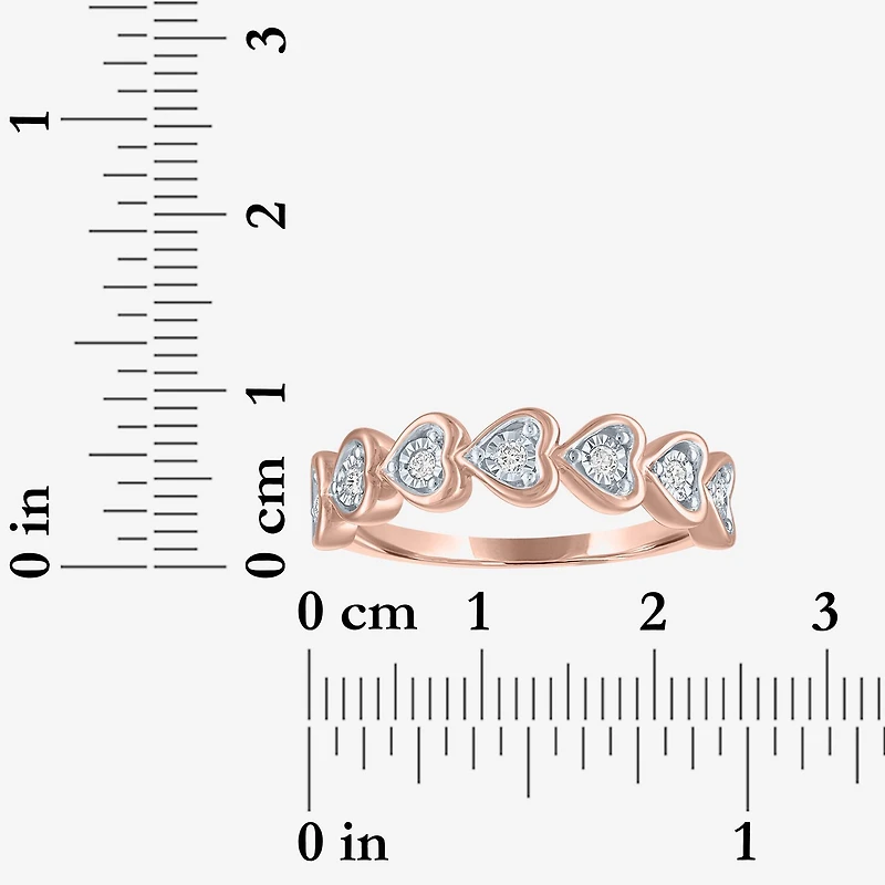 (G-H / Si2-I1) Womens 1/10 CT. T.W. Lab Grown White Diamond 14K Rose Gold Over Silver Heart Band