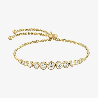 Limited Quantities! Womens White Cubic Zirconia 14K Gold Over Silver Bolo Bracelet