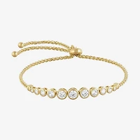 Limited Quantities! Womens White Cubic Zirconia 14K Gold Over Silver Bolo Bracelet