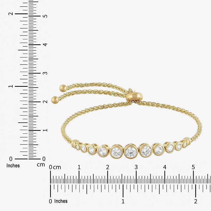 Limited Quantities! Womens White Cubic Zirconia 14K Gold Over Silver Bolo Bracelet