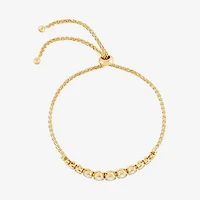 Limited Quantities! Womens White Cubic Zirconia 14K Gold Over Silver Bolo Bracelet