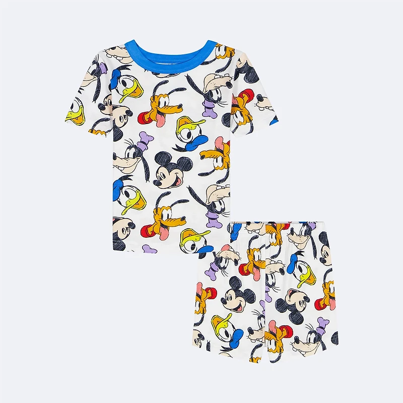 Disney Collection Toddler Boys Mickey Mouse Crew Neck Short Sleeve 2-pc. Pajama Set