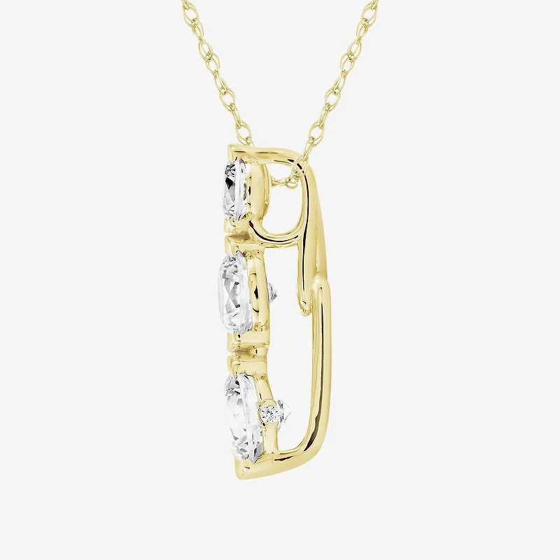 (F / Si2) Womens 1 1/2 CT. T.W. Lab Grown White Diamond 10K Gold 18 Inch Pendant Necklace