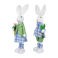 Northlight 19" Bunny Couple In Matching Checkered Outfits Easter Figurine