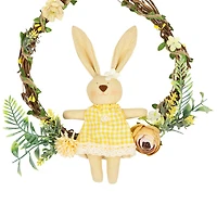 Northlight 10" Bunny With Flowers Artificial Twig Wreath