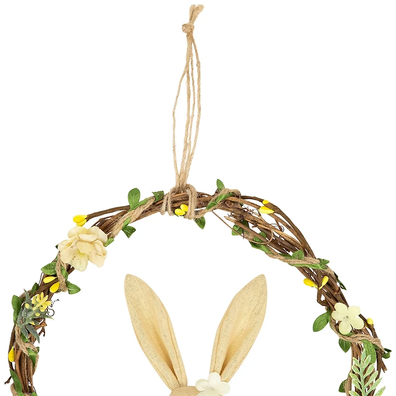 Northlight 10" Bunny With Flowers Artificial Twig Wreath