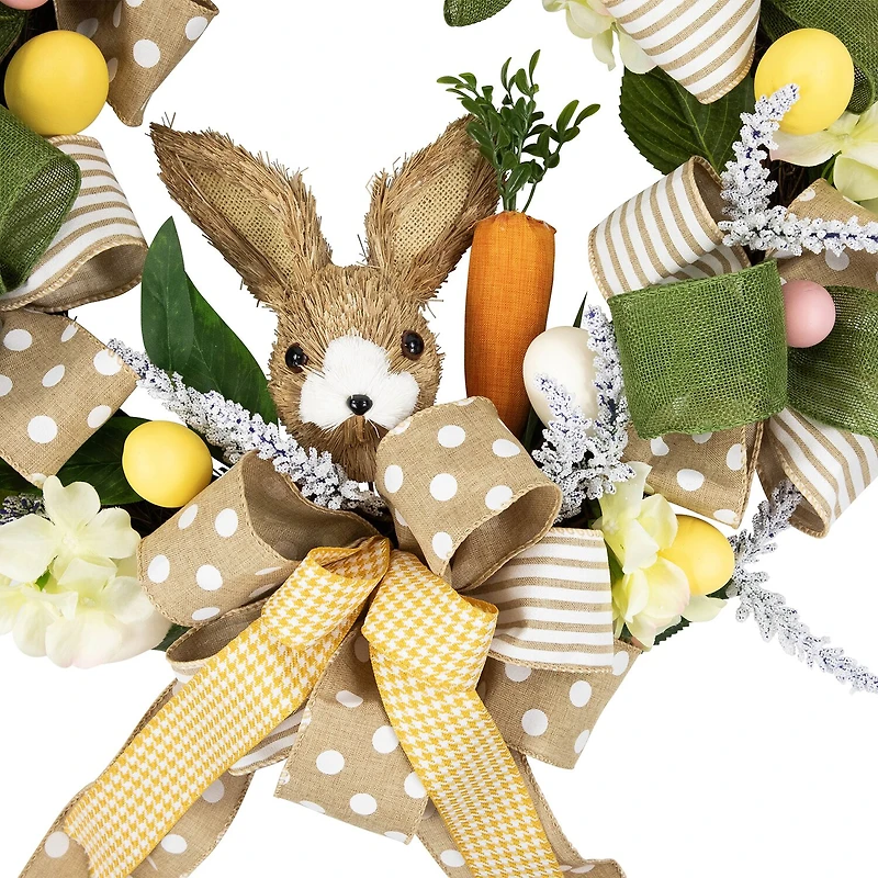 Northlight 22" Bunny And Bows Floral Unlit Wreath