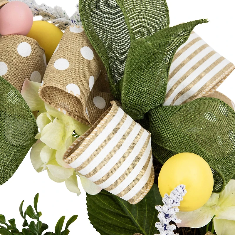Northlight 22" Bunny And Bows Floral Unlit Wreath