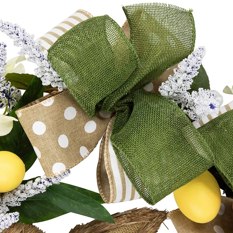 Northlight 22" Bunny And Bows Floral Unlit Wreath