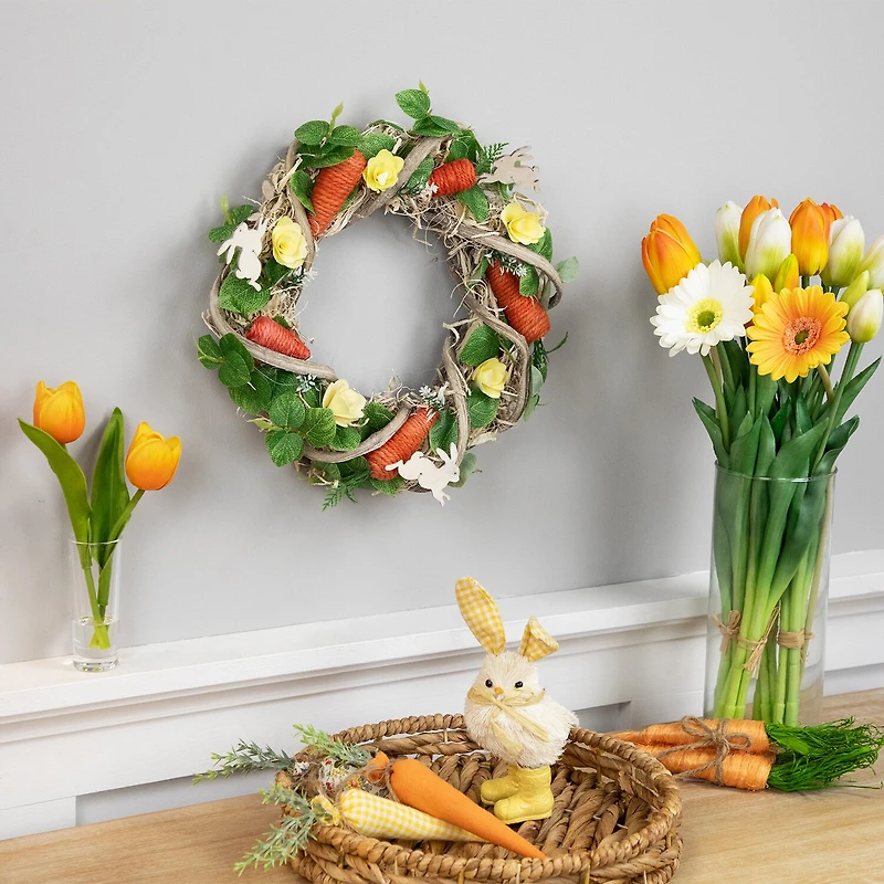 Northlight 12" Bunnies And Carrots Artificial Twig Wreath