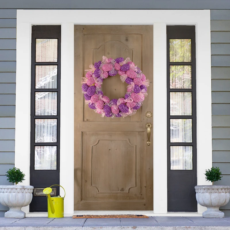 Northlight 20" Glittered Egg With Mesh Ribbons Wreath