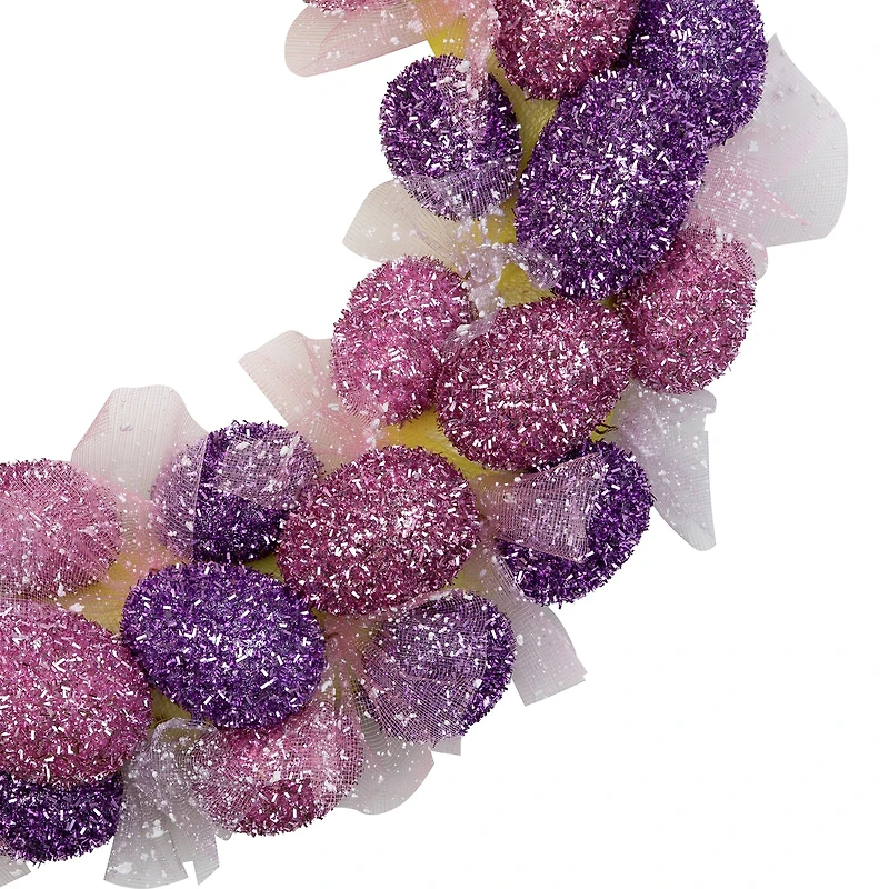 Northlight 20" Glittered Egg With Mesh Ribbons Wreath